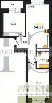 2-к квартира, вторичка, 55м2, 2/9 этаж