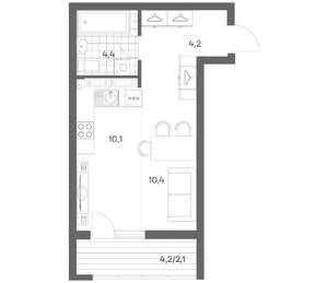 1-к квартира, строящийся дом, 31м2, 4/18 этаж
