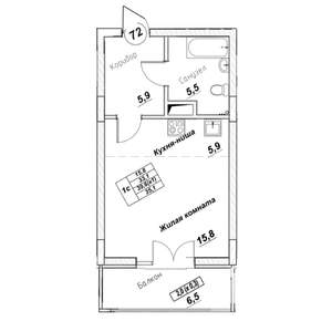 Студия квартира, вторичка, 35м2, 4/7 этаж
