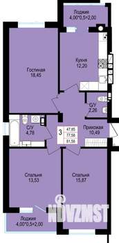 3-к квартира, вторичка, 82м2, 1/8 этаж