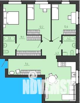 3-к квартира, строящийся дом, 85м2, 1/8 этаж