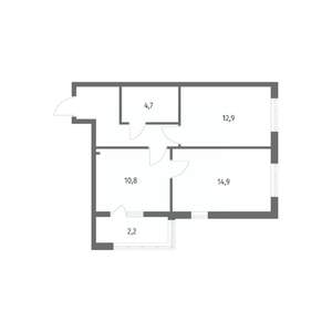 2-к квартира, строящийся дом, 53м2, 6/8 этаж