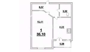 1-к квартира, вторичка, 35м2, 4/10 этаж
