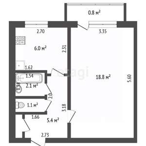 1-к квартира, вторичка, 33м2, 9/9 этаж