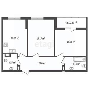 2-к квартира, вторичка, 77м2, 2/15 этаж