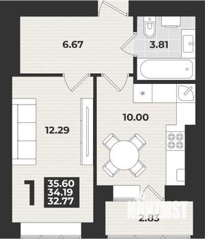1-к квартира, вторичка, 36м2, 2/9 этаж
