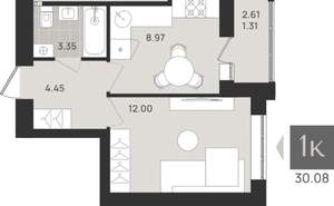 Студия квартира, вторичка, 30м2, 8/9 этаж