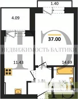 1-к квартира, вторичка, 37м2, 3/4 этаж