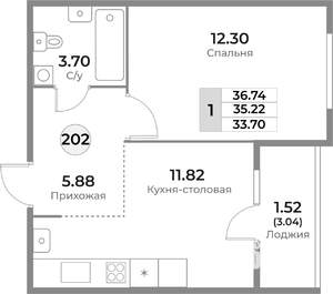 1-к квартира, вторичка, 35м2, 6/10 этаж