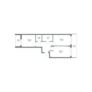 2-к квартира, строящийся дом, 63м2, 8/8 этаж