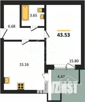 1-к квартира, вторичка, 44м2, 5/9 этаж