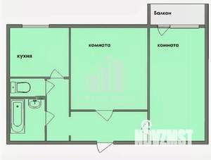 2-к квартира, вторичка, 53м2, 2/5 этаж