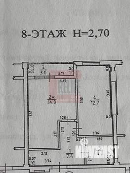 1-к квартира, вторичка, 39м2, 8/9 этаж