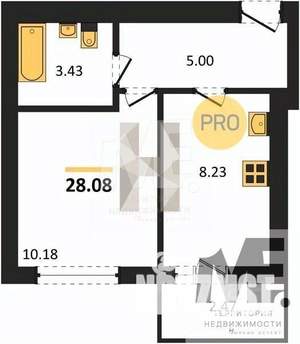 1-к квартира, вторичка, 28м2, 8/9 этаж