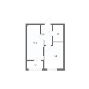 1-к квартира, строящийся дом, 40м2, 6/8 этаж