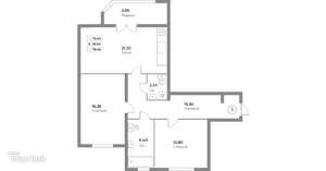 2-к квартира, вторичка, 79м2, 1/4 этаж