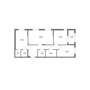 3-к квартира, строящийся дом, 95м2, 3/8 этаж