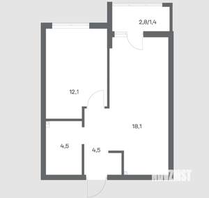 1-к квартира, вторичка, 41м2, 2/18 этаж