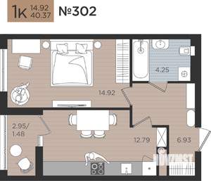 1-к квартира, вторичка, 40м2, 4/10 этаж