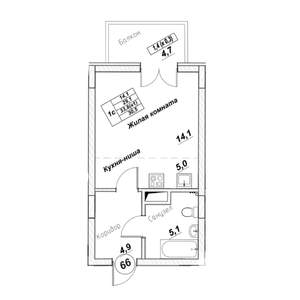 Студия квартира, вторичка, 31м2, 3/7 этаж