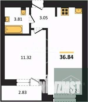 1-к квартира, вторичка, 37м2, 3/9 этаж