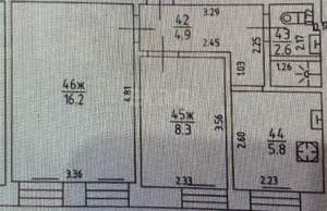 2-к квартира, вторичка, 38м2, 3/3 этаж