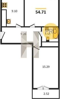 2-к квартира, вторичка, 55м2, 10/10 этаж
