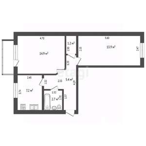 2-к квартира, вторичка, 44м2, 4/5 этаж