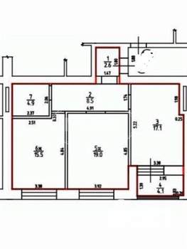 2-к квартира, вторичка, 72м2, 5/12 этаж