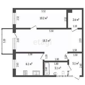2-к квартира, вторичка, 43м2, 3/4 этаж