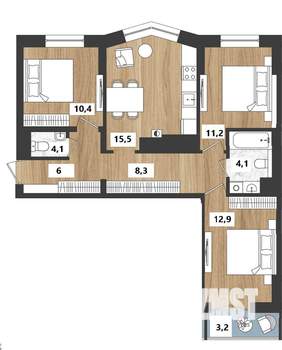 3-к квартира, вторичка, 73м2, 11/16 этаж