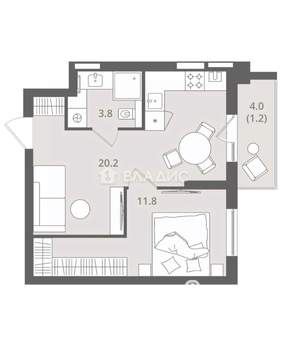 1-к квартира, вторичка, 37м2, 2/7 этаж