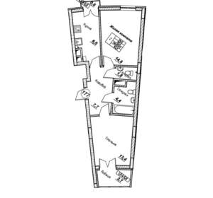 2-к квартира, вторичка, 53м2, 5/7 этаж