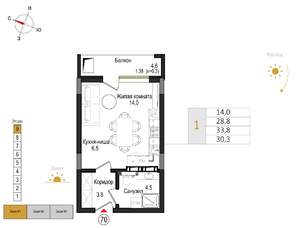 Студия квартира, вторичка, 30м2, 9/9 этаж