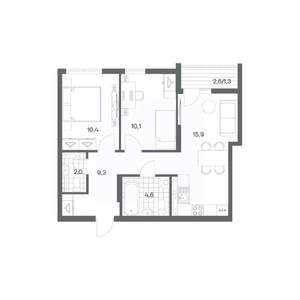 2-к квартира, вторичка, 54м2, 2/18 этаж