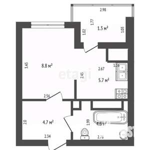 Студия квартира, вторичка, 24м2, 12/16 этаж