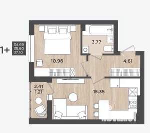 1-к квартира, вторичка, 36м2, 7/9 этаж