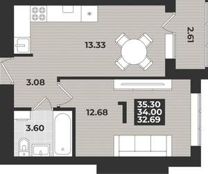 1-к квартира, вторичка, 35м2, 5/9 этаж