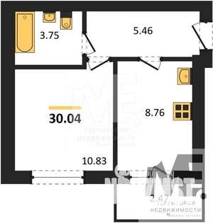 1-к квартира, вторичка, 30м2, 3/9 этаж