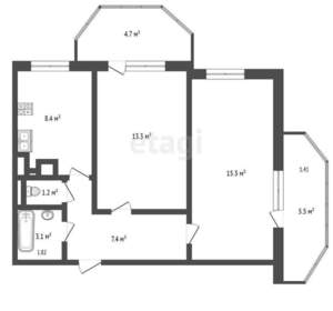 2-к квартира, вторичка, 49м2, 6/9 этаж