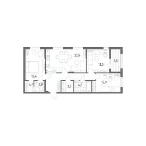 3-к квартира, строящийся дом, 95м2, 6/8 этаж