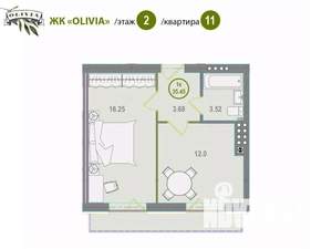 1-к квартира, сданный дом, 40м2, 3/4 этаж