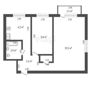 2-к квартира, вторичка, 43м2, 2/5 этаж