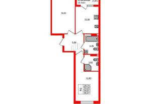 2-к квартира, вторичка, 55м2, 8/9 этаж