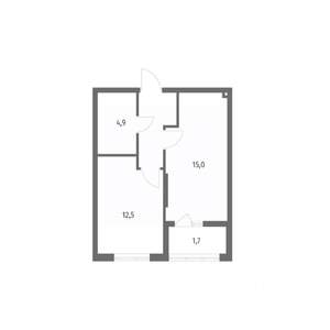 1-к квартира, вторичка, 39м2, 1/8 этаж