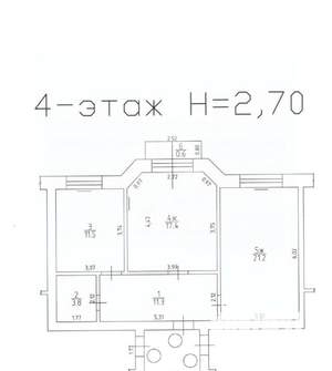 2-к квартира, вторичка, 65м2, 4/6 этаж