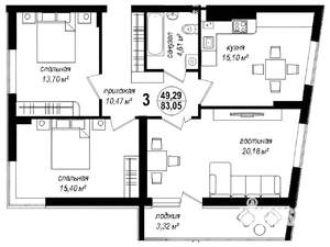 3-к квартира, вторичка, 85м2, 2/10 этаж