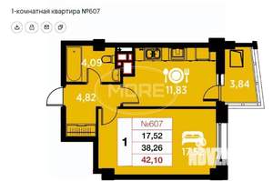 1-к квартира, вторичка, 42м2, 14/25 этаж