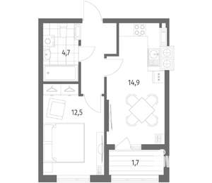 1-к квартира, вторичка, 39м2, 2/8 этаж