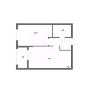 1-к квартира, вторичка, 45м2, 1/8 этаж